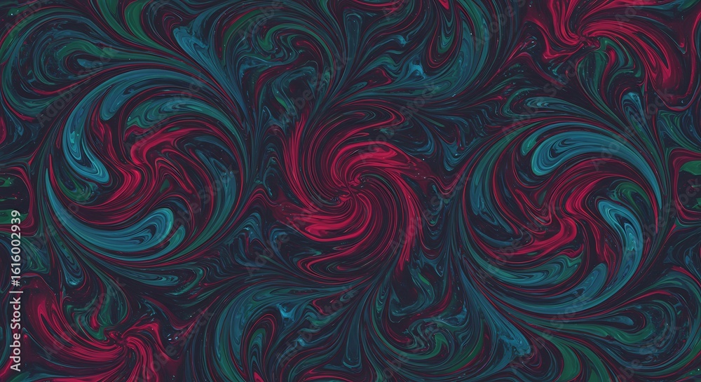 Fototapeta premium A dynamic and fluid abstract background featuring mesmerizing spirals and swirls in vibrant magenta and cool teal colors.