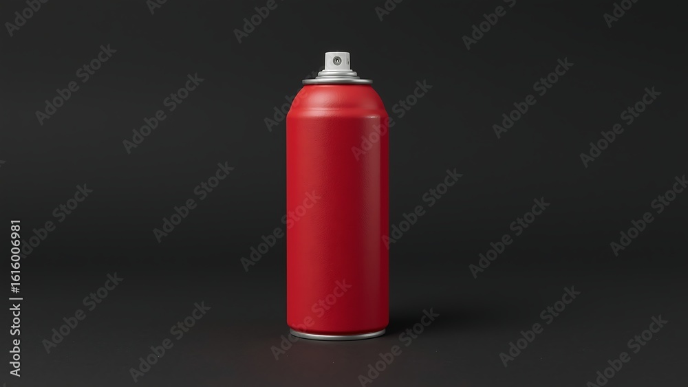 Obraz premium A red spray can stands out on a black background.