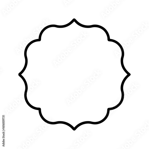 Minimal curved square frame with scalloped edge in simple decorative silhouette style