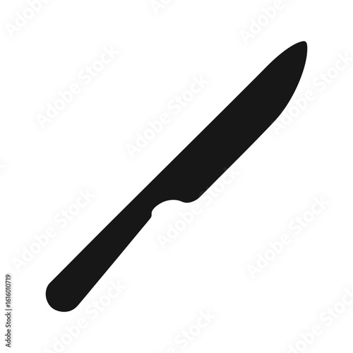 Butter knife with rounded tip in flat silhouette style for clean modern kitchen themes