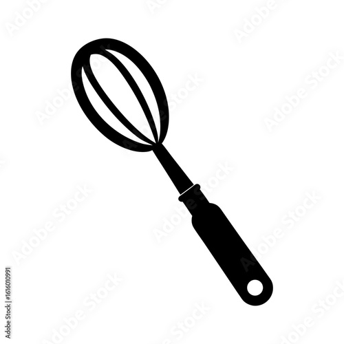 Egg beater silhouette with rotary handle in clean modern vector kitchen icon design