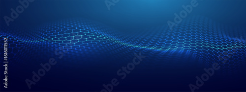 Medical hexagon background featuring honeycomb patterns and blue science elements. 3D molecule textures for biotech or nano designs. Futuristic mesh grids or chemical shields for tech banners.