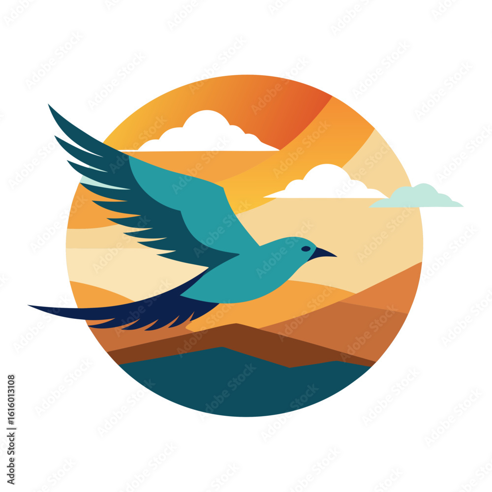 Naklejka premium vector illustration of a bird on the beach