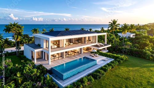 Luxurious Modern Beachfront Villa with Infinity Pool  Ocean View  and Solar Panels