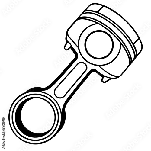 Foto Piston and connecting rod silhouette isolated on white background