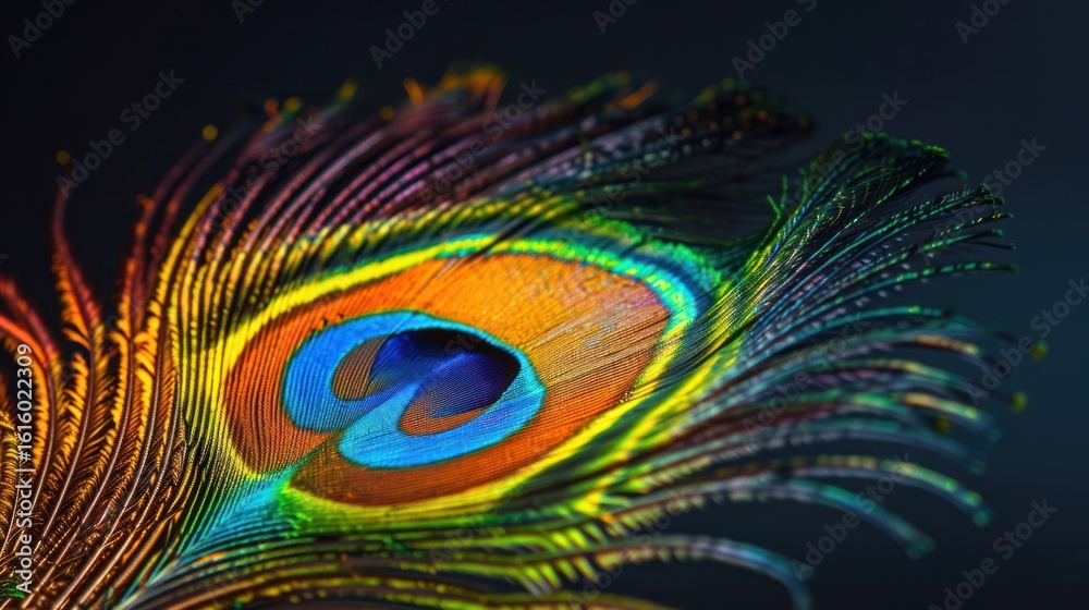 Fototapeta premium Close-up of a vibrant peacock feather