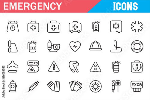 Emergency and First Aid Icons for Health and Safety Response