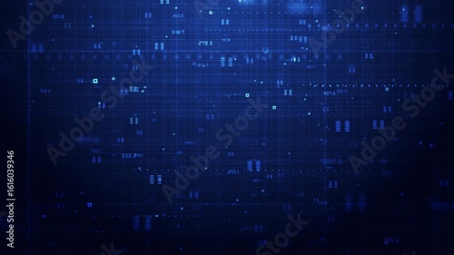 Digital HUD grid video blue news studio technology curved lines travel motion animation shine light background. artificial intelligence wave breathtaking moving graphics High-tech HUD grid news studio