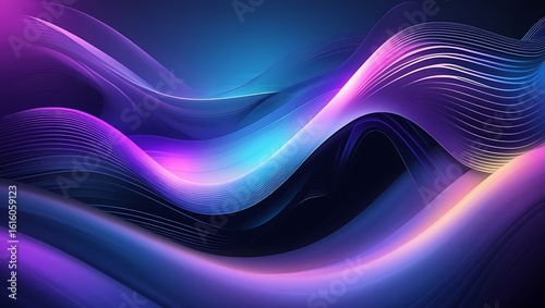 Abstract neon wavy lines glowing with vibrant colors suitable for modern design backgrounds