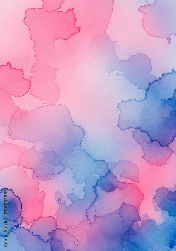 Obraz premium Pink and Blue Abstract Watercolor Background - Soft pink and blue watercolor abstract painting, perfect for backgrounds, websites, or designs. Gentle color blend