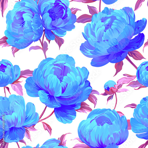 Pattern peonies flowers. Vector pattern floral summer flowers peonies. For paper, fabric, packaging, interior design