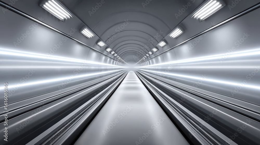 Futuristic hyperloop tunnel with motion trails of light, creating sense of speed and innovation Futuristic hyperloop tunnel with motion trails of light, creating sense of speed and innovation