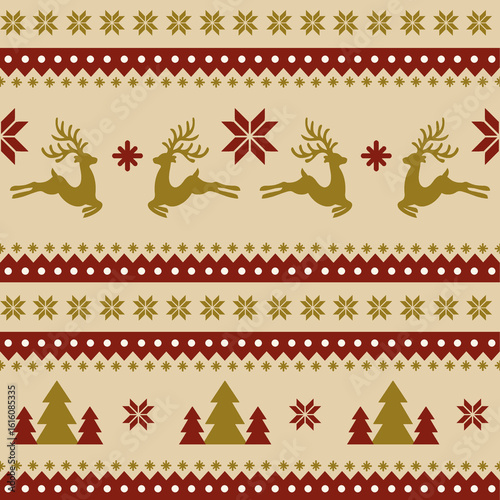 Wallpaper Mural Beige and red christmas classic pattern Torontodigital.ca
