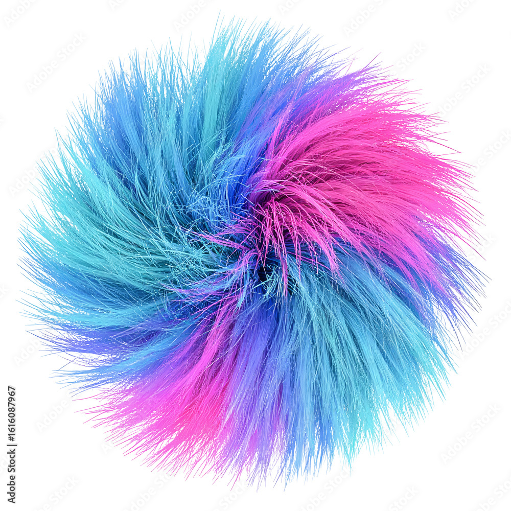 Fototapeta premium Swirling abstract explosion of pink and blue powder isolated on transparent background