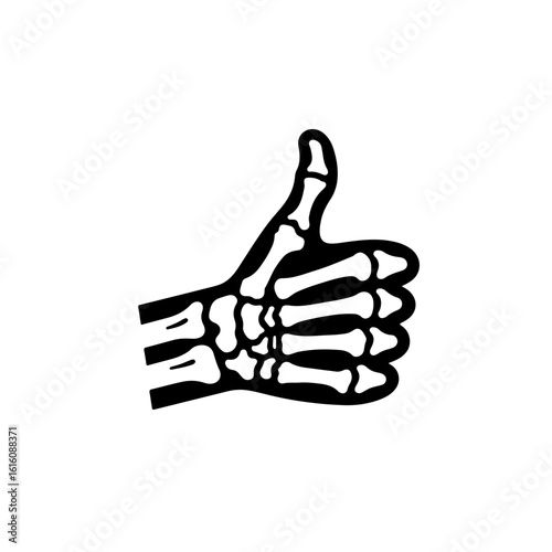 Skeleton bone thumbs up silhouette, Skeleton thumbs up vector