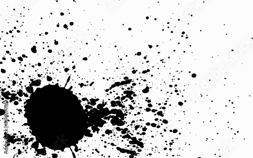 Black paint splashed on white background. ink vector
