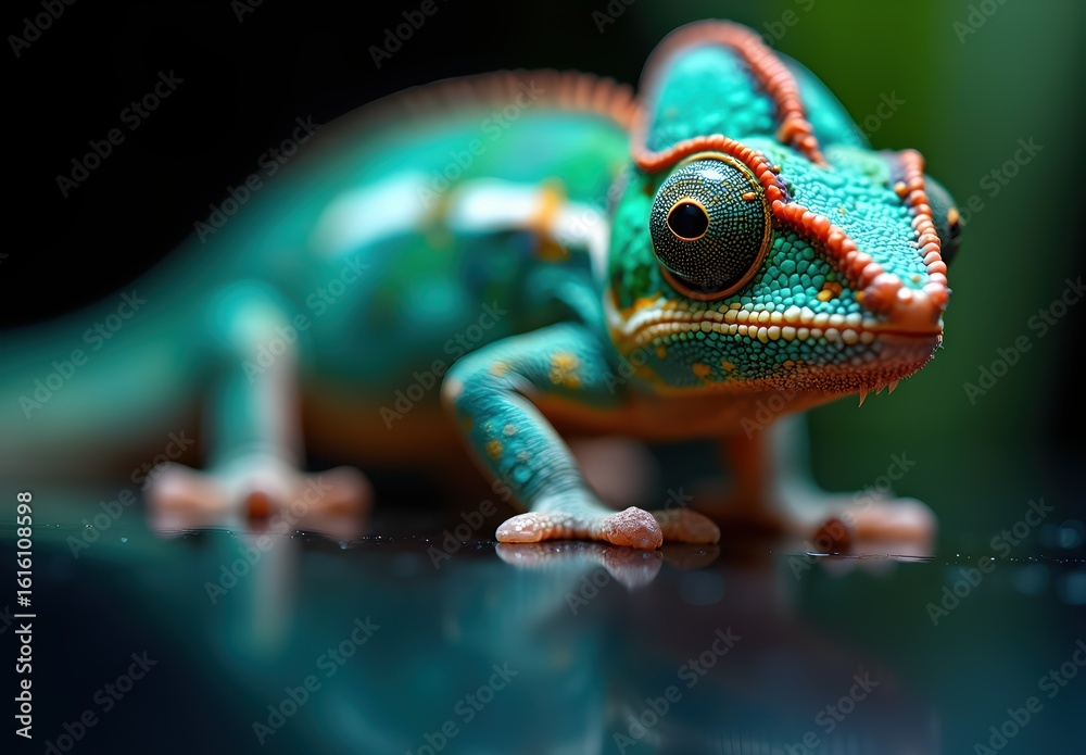 Fototapeta premium Colorful Chameleon in Studio Setting