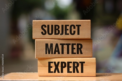 Subject Matter Expert Wooden Blocks on blurred Background