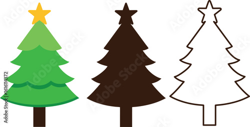 set of christmas trees