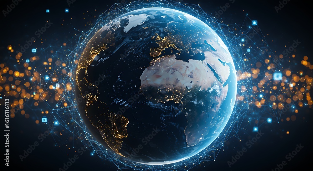 Fototapeta premium Photo of a digital earth surrounded by a global network of connections