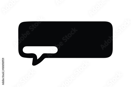 Bold Black Speech Bubble Text Box; Minimalist Modern Design, Blank, Empty, for Messaging App Interface.