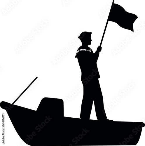 sailor waving black flag on boat clip art preview