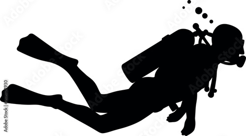 Underwater Scuba Diver Exploring Ocean Silhouette