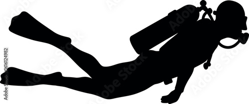 Underwater Scuba Diver Exploring Ocean Silhouette