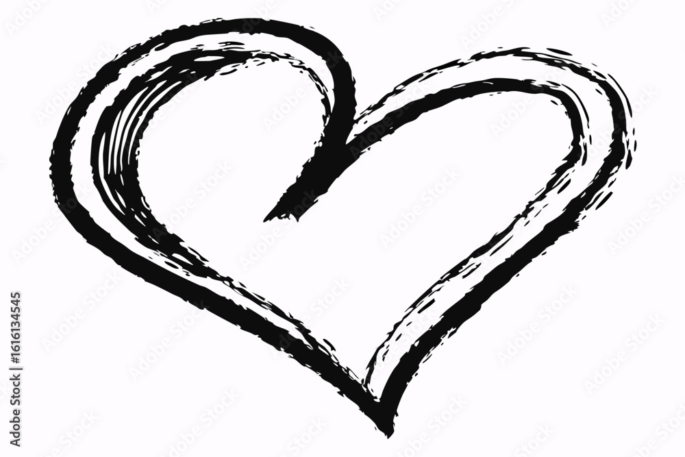 Hand Drawn Black Heart Symbol. Hand Drawn Black Heart Symbol.