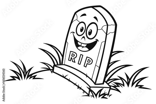 Happy Cartoon Tombstone with RIP inscription.
