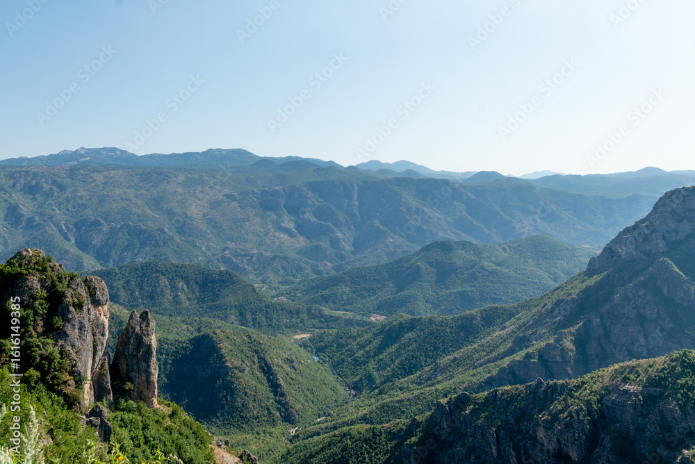 Fototapeta premium Landscape of Bosnia and Herzegovina mountains hill peak range haze summer Europe