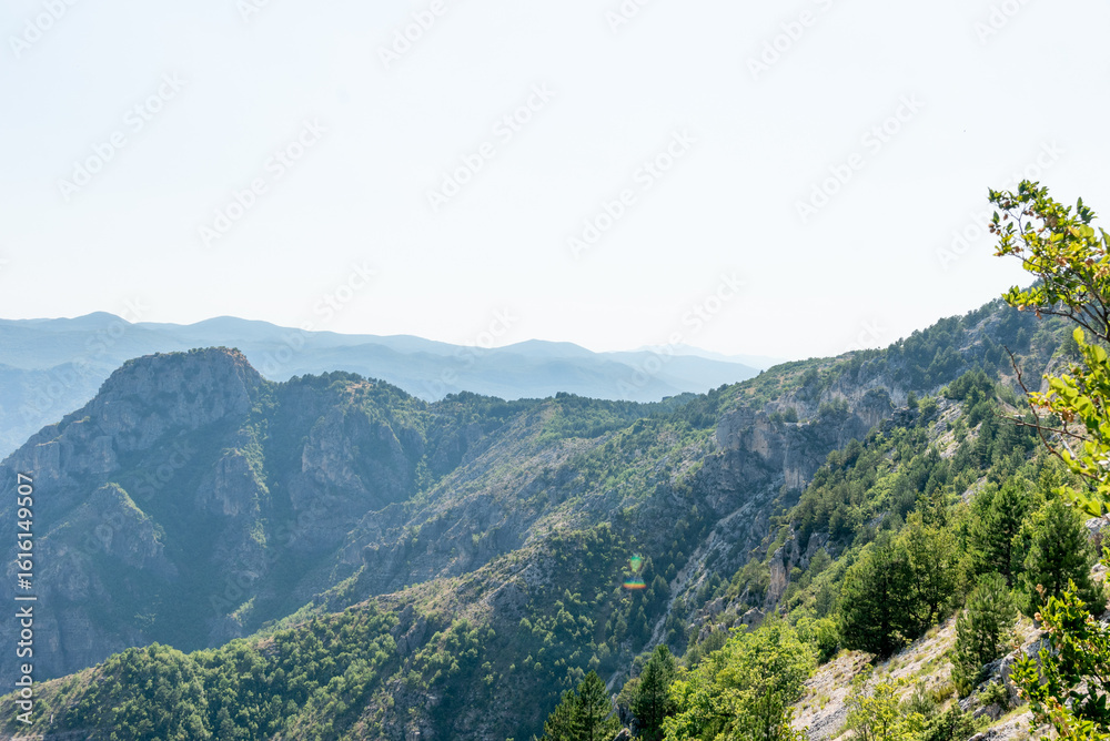 Fototapeta premium Landscape of Bosnia and Herzegovina mountains hill peak range haze summer Europe