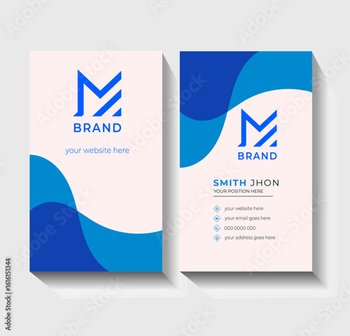 Modern Blue Vertical Business Card Template – Clean and Professional Design for Corporate and Personal Branding