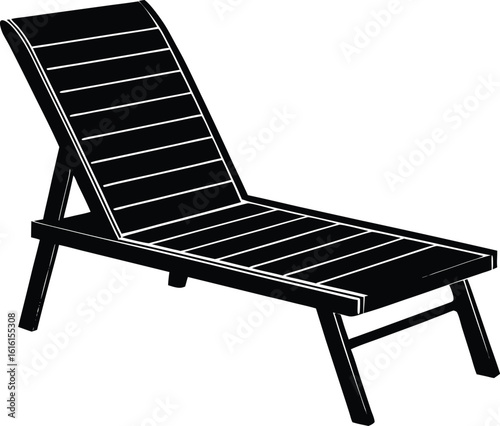 Beautiful Black Patio Lounge chair Vector Illustration Silhouette
