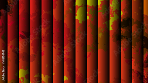 Abstract visually striking background with vertical striped bars in varying shades of glowing colors. Smoky, marbled, or cloudy texture depth and an illusion with structured pattern.