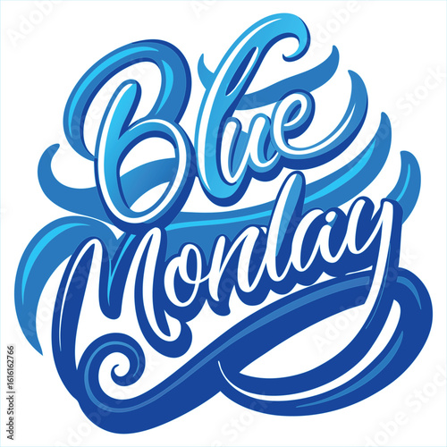 A stylish calligraphic inscription of blue Monday text vector