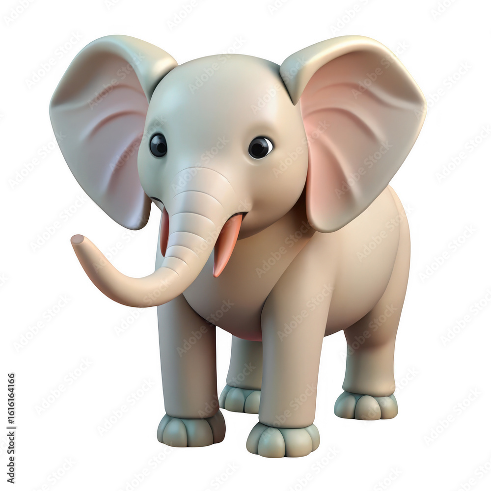 Naklejka premium 3d adorable baby elephant with big ears isolated on transparent background