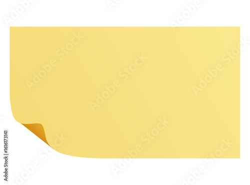 Yellow Sticky Note with Curled Corner Isolated