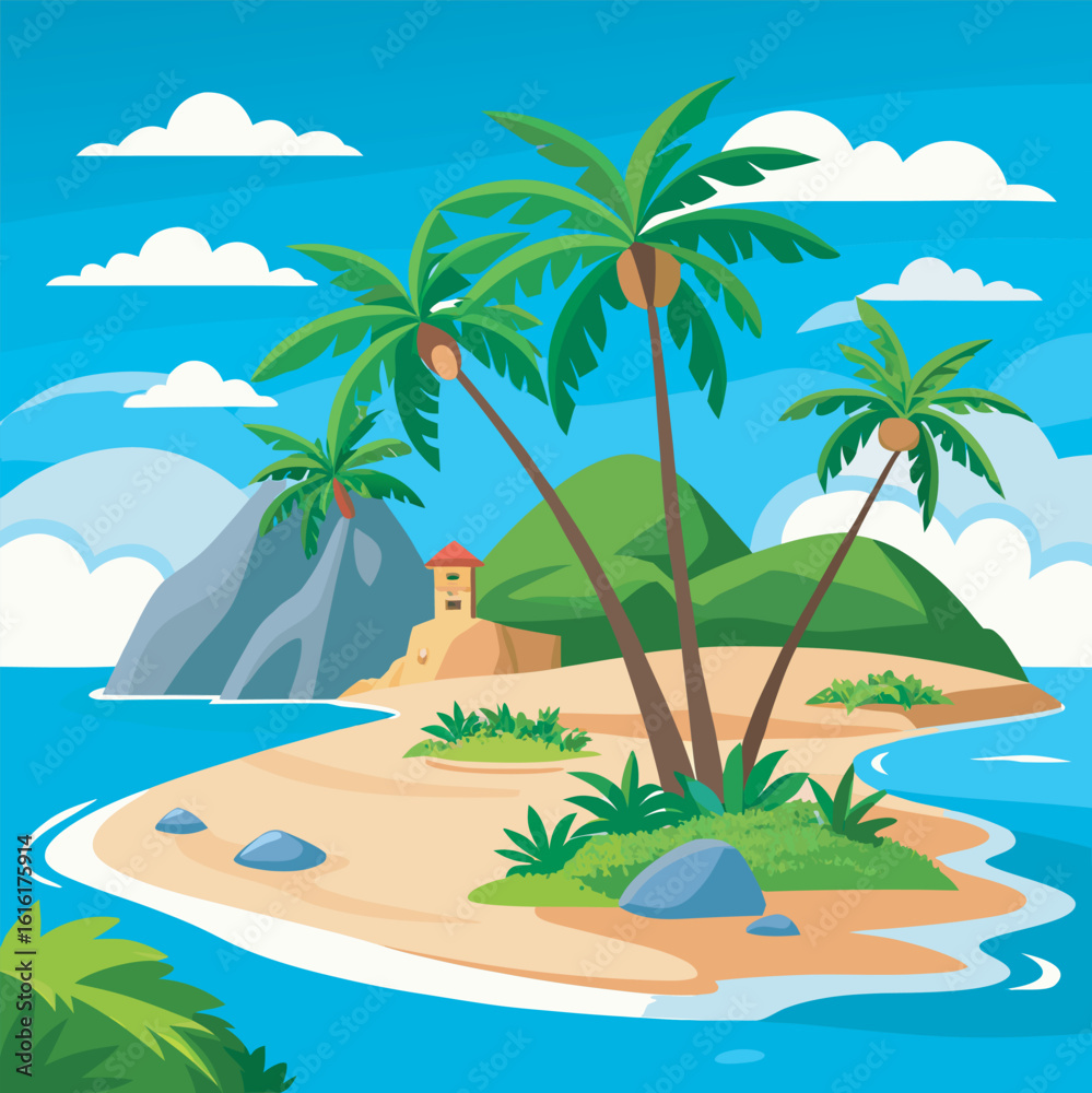 Fototapeta premium tropical island with palm trees