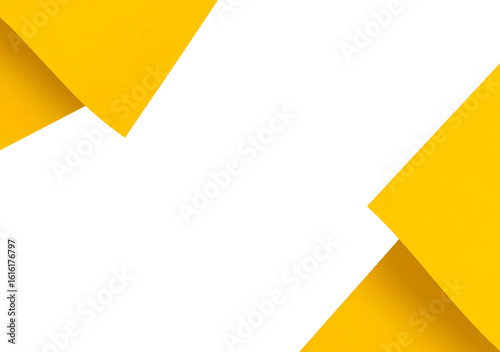 Abstract yellow geometric design with overlapping shapes on transparent background, PNG