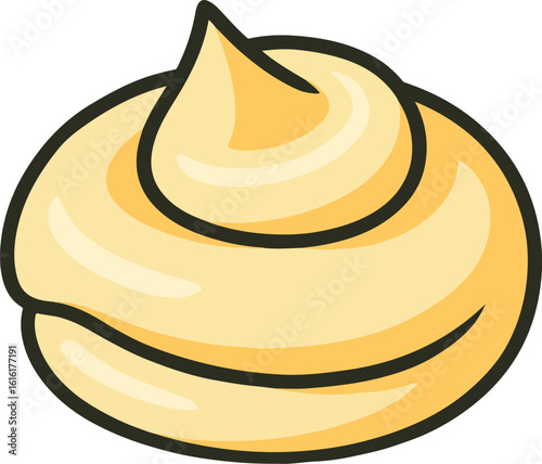 Swirled creamy butter or mayonnaise illustration on a white background dessert icon