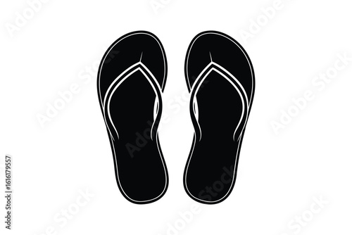 Pair of Flip Flops Summer Beach Sandals Silhouette Simple black silhouette pair flip flops showcasing minimalist style flip flops sandals beach
