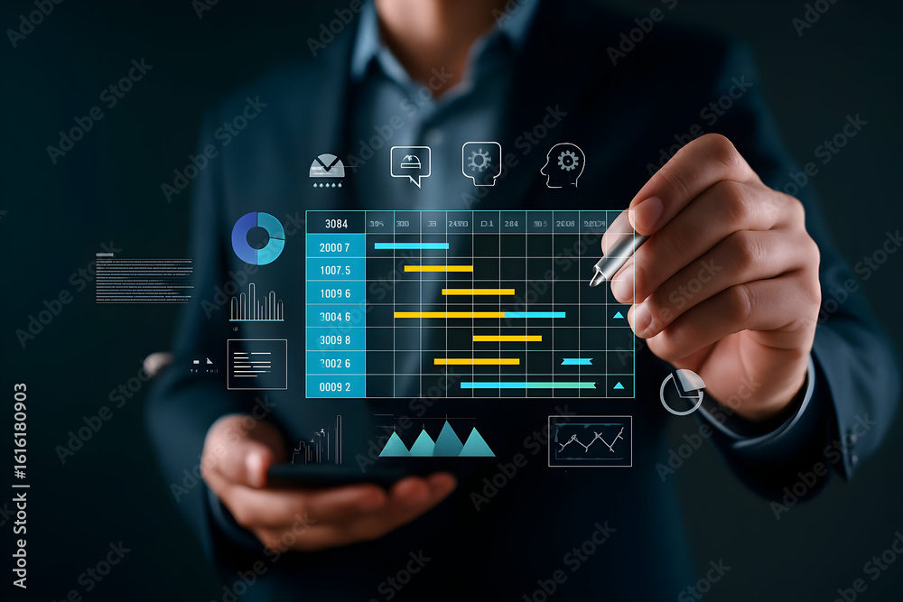Fototapeta premium Business Data Analysis and Digital Dashboard Financial Planning and Forecasting Systems