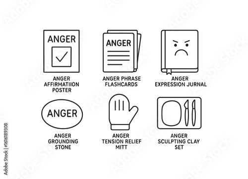 straight perfect stroke icon mono icons style isolated anr affirmation poster anr phrase cards anr epression journal anr grounding anr tension relief mitt anr sculpting clay