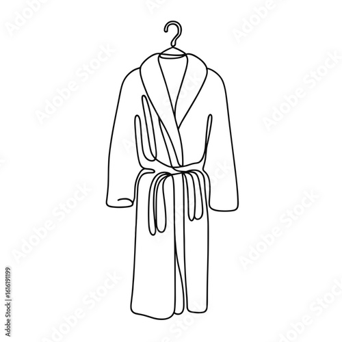 Bathrobe in line drawing style in black and white for lounging
