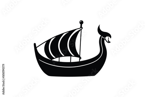Viking Longship Silhouette Design