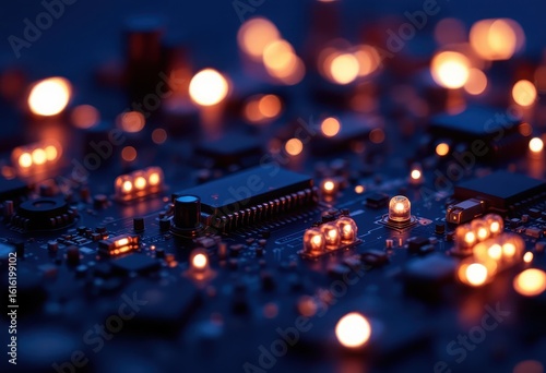 Wallpaper Mural Close-up view of illuminated electronic circuit board. Torontodigital.ca