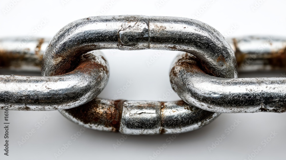 Fototapeta premium Metal chain isolated on white background, cut out for industrial, security and design use