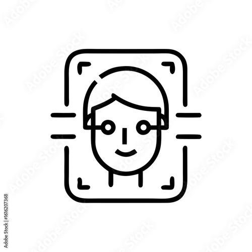 Facial Recognition Technology: Secure Biometric Identification System Icon