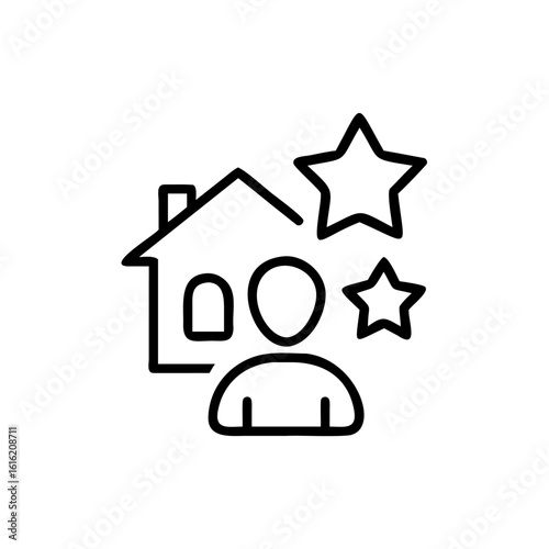 Icon a person with a house two stars on a home